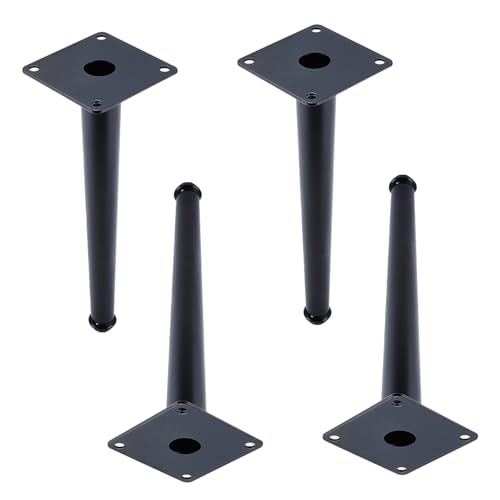 Sofafüße Konisch Metall, 4 Stück Sofabeine Verstellbar Sofafusse Schwarz Möbelfüße Kaltgewalzter Stahl | Sprühfarbe Tischfüße Höhe: 10.5-72.5cm Schrankfüße Couchtischbeine Tischbeine 30.5cm/12" von MJYDKBZ