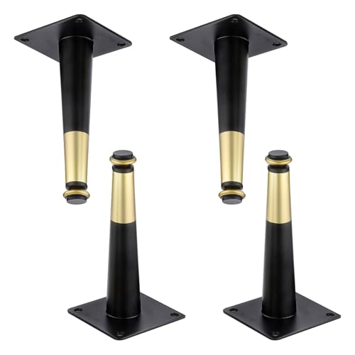 Sofafusse Verstellbar Schwarz, 4 Stück Sofabeine Verstellbar Sofafüße Gold Möbelfüße Kaltgewalzter Stahl | Sprühfarbe Tischfüße Höhe: 10.5-72.5cm Schrankfüße Couchtischbeine Tischbeine 10.5cm/4.1" von MJYDKBZ
