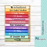 Schulkind Einschulung Stabkerze Mit Wunschtext Name Motive Farbige Kerzen Tischdeko Geschenk von MJuergensShop