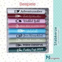 Weihnachten - Advent Wichtel Stabkerze Mit Wunschtext Und Motiv Farbige Tischdeko Geschenk -Individuell Personalisierbar von MJuergensShop