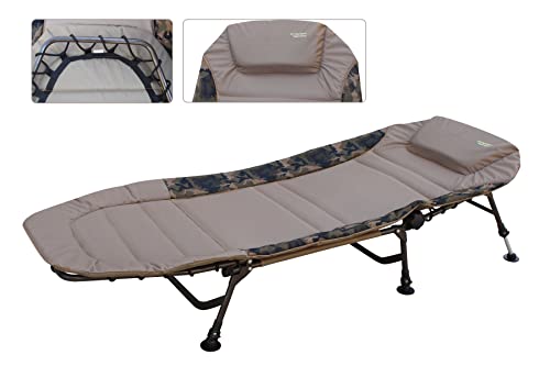 MK Sonnenliege Angelliege Campingliege verstellbar klappbar belastbar bis 150 kg Pro Karpfenliege Bedchair Liege Gartenliege , Aluminium von MK-Angelsport
