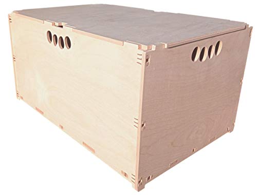 MK Design Hochbelastbar Werkzeugbox aus Holz Holzkiste Naturbelassen 60x40x42cm 85 Liter mit Deckel stapelbar Aufbewahrungsbox von MK Design