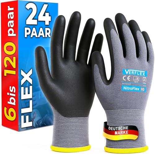 MK-Glove Arbeitshandschuhe Herren aus Nylongewirke (24 Paar) - Präzise und Angenehme Schutzhandschuhe - Robust Montagehandschuhe aus Atmungsaktiv Maschenware - Grau - 11-XXL von MK-Glove