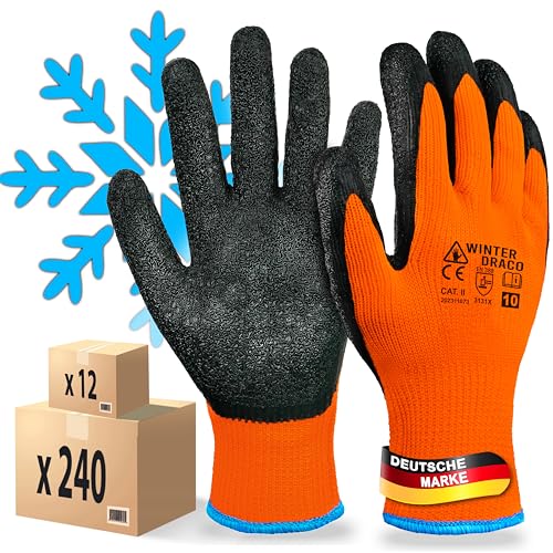 MK-Glove Warme Arbeitshandschuhe (240 Paar) - Winter Bauhandschuhe mit Latex-Beschichtung - Thermo-arbeitshandschuhe Abriebfest - Heren Sicherheitshandschuhe - Größe 9-L von MK-Glove
