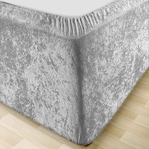 MK Home Textile DiwanBettgestell aus Pannesamt – Silbergrau tiefer SpannbetttuchRahmenbezug voll elastischer Rock einfach anzubringen – Einzelbett, Doppelbett, Kingsize, SuperKingSizeBett von MK Home Textile