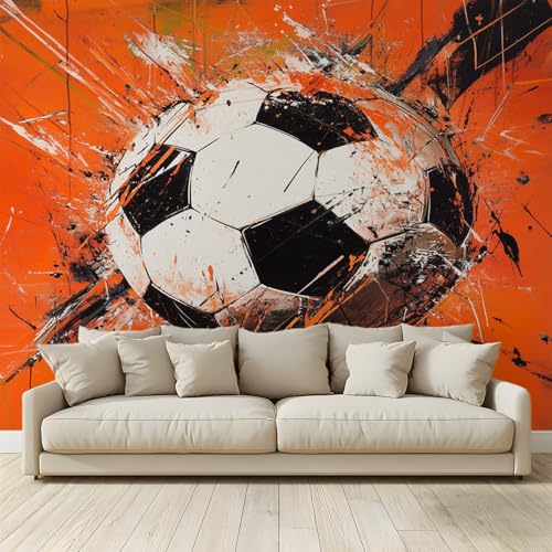 Fototapete Abstrakter Fußball Wohnzimmer Schlafzimmer Wandtapete Vlies Tapete 300 (B) x 210 (H) cm, Gedrucktes Wandbild UV-Beständig Geruchsfrei von MKBKLI