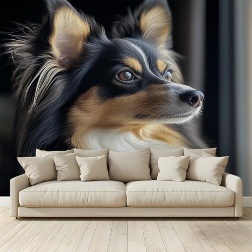 Fototapete Hunde mit Tiermotiven Wohnzimmer Schlafzimmer Wandtapete Vlies Tapete 350 (B) x 256 (H) cm, Gedrucktes Wandbild UV-Beständig Geruchsfrei von MKBKLI