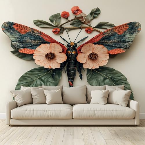 Fototapete Insekten und Libellen Wohnzimmer Schlafzimmer Wandtapete Vlies Tapete 350 (B) x 256 (H) cm, Gedrucktes Wandbild UV-Beständig Geruchsfrei von MKBKLI
