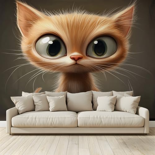 Fototapete Niedliche Katzen Wohnzimmer Schlafzimmer Wandtapete Vlies Tapete 250 (B) x 175 (H) cm, Gedrucktes Wandbild UV-Beständig Geruchsfrei von MKBKLI