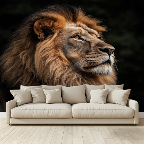 Fototapete Tierischer Löwe Wohnzimmer Schlafzimmer Wandtapete Vlies Tapete 400 (B) x 280 (H) cm, Gedrucktes Wandbild UV-Beständig Geruchsfrei von MKBKLI