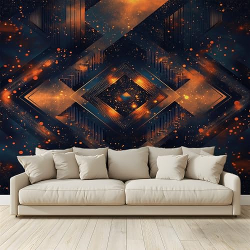 MKBKLI Benutzerdefinierte Wandbild Tapete Abstrakt geometrisch Fresko Thema Hotel Hochzeit Hintergrund Wand Dekor Foto 300 (B) x 210 (H) cm A26 von MKBKLI