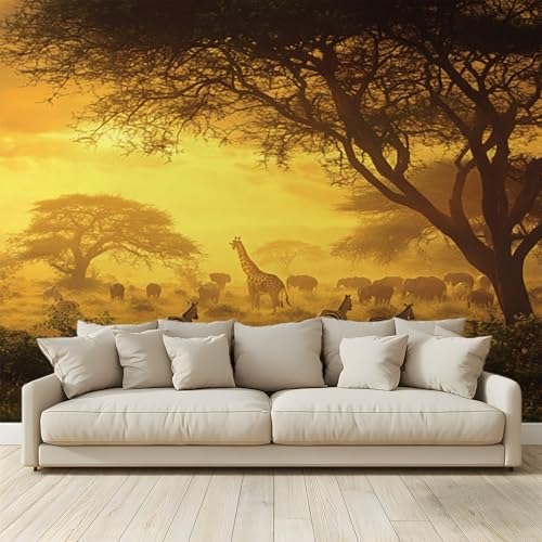 MKBKLI Benutzerdefinierte Wandbild Tapete Afrikanische Savannenszene Fresko Thema Hotel Hochzeit Hintergrund Wand Dekor Foto 200 (B) x 140 (H) cm A60 von MKBKLI