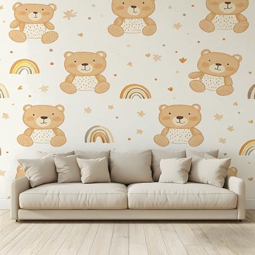 MKBKLI Benutzerdefinierte Wandbild Tapete Cartoon-Tier Bär Fresko Thema Hotel Hochzeit Hintergrund Wand Dekor Foto 350 (B) x 256 (H) cm A242 von MKBKLI