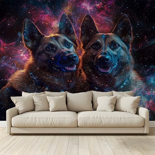 MKBKLI Benutzerdefinierte Wandbild Tapete Deutsche Schäferhunde Fresko Thema Hotel Hochzeit Hintergrund Wand Dekor Foto 200 (B) x 140 (H) cm A155 von MKBKLI