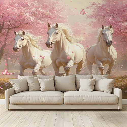 MKBKLI Benutzerdefinierte Wandbild Tapete Drei Pferde Wald Fresko Thema Hotel Hochzeit Hintergrund Wand Dekor Foto 250 (B) x 175 (H) cm A72 von MKBKLI