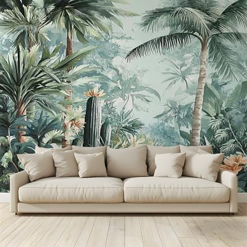 MKBKLI Benutzerdefinierte Wandbild Tapete Dschungel Palmen Kakteen Fresko Thema Hotel Hochzeit Hintergrund Wand Dekor Foto 250 (B) x 175 (H) cm A190 von MKBKLI