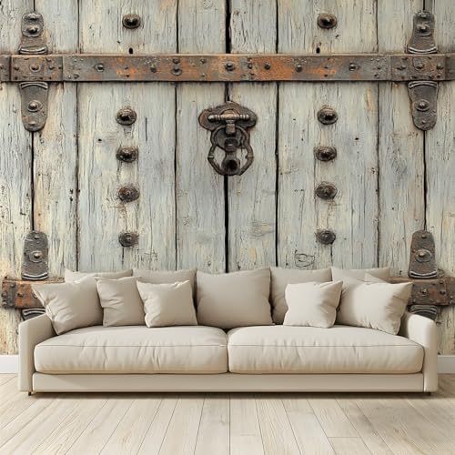 MKBKLI Benutzerdefinierte Wandbild Tapete Holztür Beschläge Fresko Thema Hotel Hochzeit Hintergrund Wand Dekor Foto 400 (B) x 280 (H) cm A74 von MKBKLI