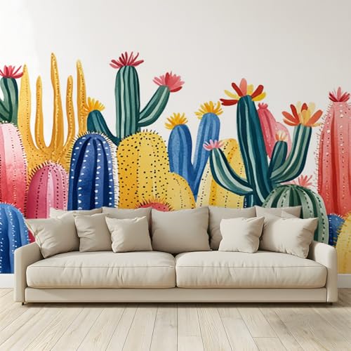 MKBKLI Benutzerdefinierte Wandbild Tapete Kaktus Bunt Fresko Thema Hotel Hochzeit Hintergrund Wand Dekor Foto 200 (B) x 140 (H) cm A59 von MKBKLI