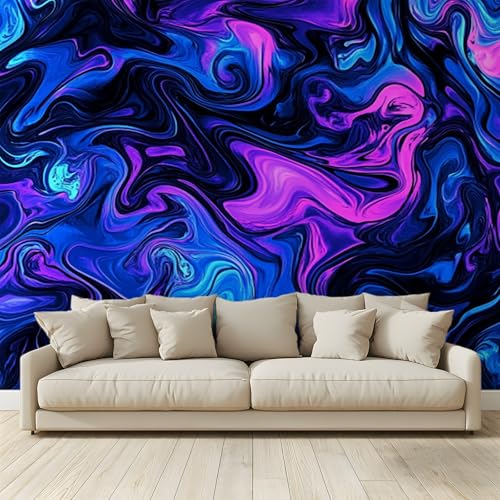 MKBKLI Benutzerdefinierte Wandbild Tapete Lila und schwarze Wirbel Fresko Thema Hotel Hochzeit Hintergrund Wand Dekor Foto 300 (B) x 210 (H) cm A90 von MKBKLI