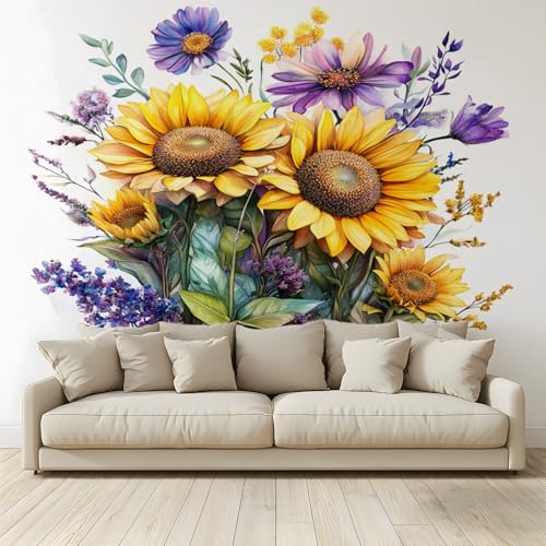 MKBKLI Benutzerdefinierte Wandbild Tapete Pflanzen Sonnenblumen Blumenduft Fresko Thema Hotel Hochzeit Hintergrund Wand Dekor Foto 350 (B) x 256 (H) cm A38 von MKBKLI