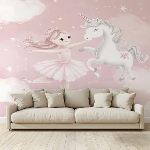 MKBKLI Benutzerdefinierte Wandbild Tapete Rosa Einhörner Mädchen Fresko Thema Hotel Hochzeit Hintergrund Wand Dekor Foto 250 (B) x 175 (H) cm A150 von MKBKLI