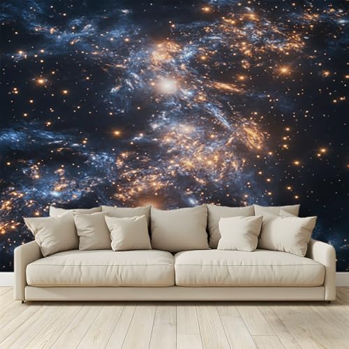 MKBKLI Benutzerdefinierte Wandbild Tapete Sternenhimmel Galaxie Planeten Fresko Thema Hotel Hochzeit Hintergrund Wand Dekor Foto 200 (B) x 140 (H) cm A231 von MKBKLI