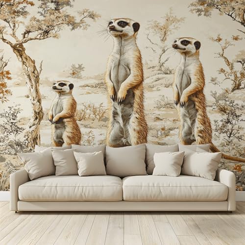 MKBKLI Benutzerdefinierte Wandbild Tapete Tier Mungo Fresko Thema Hotel Hochzeit Hintergrund Wand Dekor Foto 400 (B) x 280 (H) cm A247 von MKBKLI