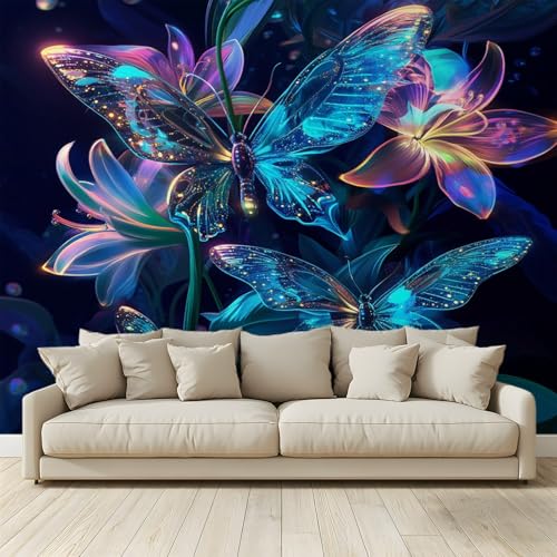 MKBKLI Benutzerdefinierte Wandbild Tapete Tiere Schmetterlinge Pflanzen Blumenduft Fresko Thema Hotel Hochzeit Hintergrund Wand Dekor Foto 350 (B) x 256 (H) cm A41 von MKBKLI