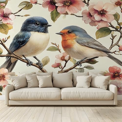 MKBKLI Benutzerdefinierte Wandbild Tapete Vogelhabitat Äste Fresko Thema Hotel Hochzeit Hintergrund Wand Dekor Foto 250 (B) x 175 (H) cm A66 von MKBKLI