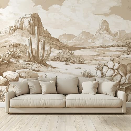 MKBKLI Benutzerdefinierte Wandbild Tapete Wilder Westen Kakteen Berge Fresko Thema Hotel Hochzeit Hintergrund Wand Dekor Foto 300 (B) x 210 (H) cm A191 von MKBKLI