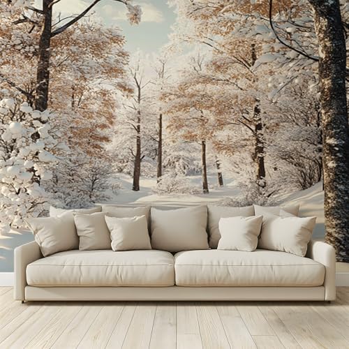 MKBKLI Benutzerdefinierte Wandbild Tapete Winterwald Weg verschneite Landschaft Fresko Thema Hotel Hochzeit Hintergrund Wand Dekor Foto 400 (B) x 280 (H) cm A137 von MKBKLI