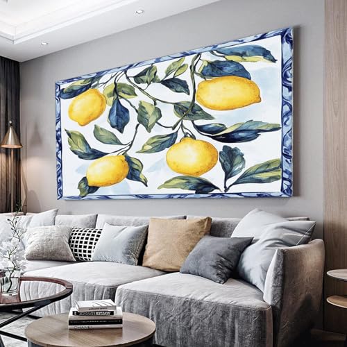 MKBKLI Wandbilder Dekoration Wohnzimmer Früchte Zitrone Bilder auf Leinwand 60x120cm Leinwandbild Schlafzimmer Küche Deko Wand Kunstdruck Art Groß XXL Wanddeko Bild Wall Decor Canvas von MKBKLI
