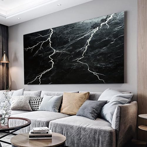 MKBKLI Wandbilder Dekoration Wohnzimmer Weiß, Riss, Schwarz Bilder auf Leinwand 80x160cm Leinwandbild Schlafzimmer Küche Deko Wand Kunstdruck Art Groß XXL Wanddeko Bild Wall Decor Canvas von MKBKLI