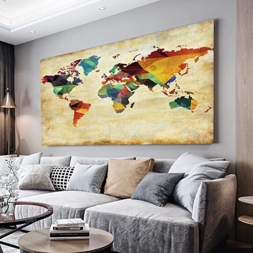 MKBKLI Wandbilder Dekoration Wohnzimmer Weltkarte Bilder auf Leinwand 70x140cm Leinwandbild Schlafzimmer Küche Deko Wand Kunstdruck Art Groß XXL Wanddeko Bild Wall Decor Canvas von MKBKLI