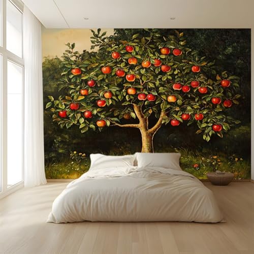 Wandgemälde Tapete Benutzerdefinierte 3D-Wandbild Idyllisches Thema Pflanzen Apfelbaum Fototapete Für Schlafzimmer Wohnzimmer Sofa Tv Hintergrund Wanddekoration Vliespapier, 350x256cm Wanddeko von MKBKLI