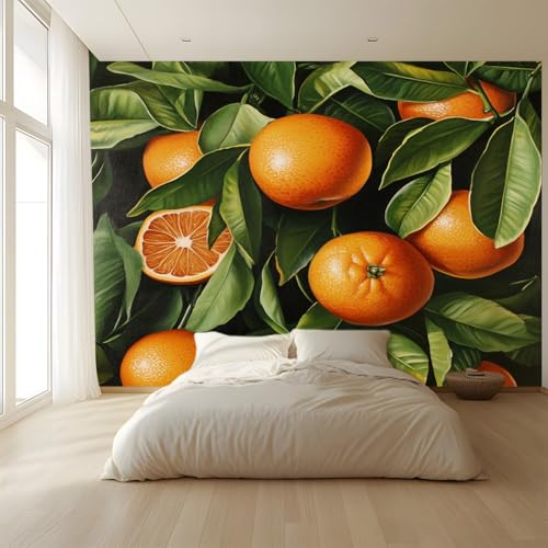 Wandgemälde Tapete Benutzerdefinierte 3D-Wandbild Pflanzen Obst Obst Pflanzen Orange Fototapete Für Schlafzimmer Wohnzimmer Sofa Tv Hintergrund Wanddekoration Vliespapier, 400x280cm Wanddeko von MKBKLI