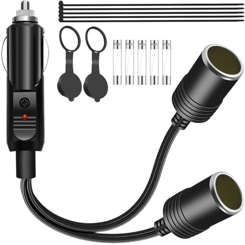 MKBKLLJY 1 auf 2 Auto-Zigarettenanzünder-Splitter 12V-24V DC Dual-Power-Ladeanschluss 11 Zoll UL-Verlängerungskabel 2-Wege-Y-Adapter mit Sicherung Staubschutzabdeckung Kabelbinder, für Wohnmobil LKW MKBKLLJY 1 auf 2 Auto-Zigarettenanzünder-Splitter 12V-24V DC Dual-Power-Ladeanschluss 11 Zoll UL-Verlängerungskabel 2-Wege-Y-Adapter mit Sicherung Staubschutzabdeckung Kabelbinder, für Wohnmobil LKW von MKBKLLJY