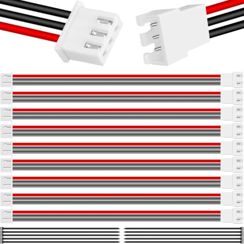 MKBKLLJY 10 Stück JST-XH 2S Balancer-Verlängerungskabel 200mm 3-polige Buchse Stecker und Buchse UL3239 22AWG Silikon mit Kabelbindern für Batterie-Balance-Laden (787 Zoll) von MKBKLLJY