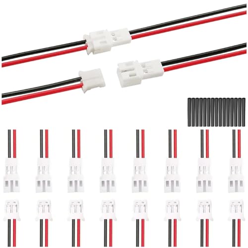 MKBKLLJY 10Paar JST-PH 2.0 Stecker- und Buchsenkabel Elektrisches Kabel mit UL1007 22AWG 100mm rot-schwarzem Anschlusskabel für winzige Drohnenbatterieklemme LED-Lichtleiste Automobile von MKBKLLJY