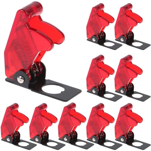 MKBKLLJY 10St. 12mm/0.47inch Montage Loch Transparent Rot Sicherheit Flip Covers Staubdicht Wasserdicht Kunststoffkappe Flugzeug Schutzabdeckung für Kippschalter Heavy Duty Kipphebel Wippschalter von MKBKLLJY