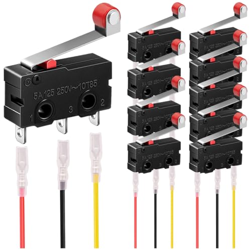 MKBKLLJY 10St. Mikro-Endschalter 5A 125V 250V AC SPDT 1NO 1NC 3polig 19mm kurzer Scharnier-Rollenhebel-Schalter mit Rastfunktion und Klemmen für Elektronikprodukte Haushaltsgerät MKBKLLJY 10St. Mikro-Endschalter 5A 125V 250V AC SPDT 1NO 1NC 3polig 19mm kurzer Scharnier-Rollenhebel-Schalter mit Rastfunktion und Klemmen für Elektronikprodukte Haushaltsgerät von MKBKLLJY