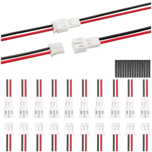 MKBKLLJY 12Paar JST-PH 2.0 Stecker- und Buchsenkabel Elektrisches Kabel mit UL1007 22AWG 100mm rot-schwarzem Anschlusskabel für winzige Drohnenbatterieklemme LED-Lichtleiste Automobile von MKBKLLJY