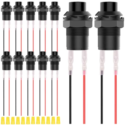 MKBKLLJY 12St. 12mm Momentary Black Mini Push Button Switch AC 250V/1.5A 125V/3A ON Off Micro Round Push Button Switch 2Pin 12V mit Terminal Drähte und Verdrahtung Cap für Auto Boot PC DIY Modell MKBKLLJY 12St. 12mm Momentary Black Mini Push Button Switch AC 250V/1.5A 125V/3A ON Off Micro Round Push Button Switch 2Pin 12V mit Terminal Drähte und Verdrahtung Cap für Auto Boot PC DIY Modell von MKBKLLJY