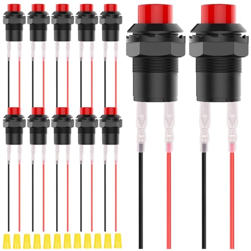 MKBKLLJY 12St. 12mm Momentary Red Mini Push Button Switch AC 250V/1.5A 125V/3A ON Off Micro Round Push Button Switch 2Pin 12V mit Terminal Drähte und Verdrahtung Cap für Auto Boot PC DIY MKBKLLJY 12St. 12mm Momentary Red Mini Push Button Switch AC 250V/1.5A 125V/3A ON Off Micro Round Push Button Switch 2Pin 12V mit Terminal Drähte und Verdrahtung Cap für Auto Boot PC DIY von MKBKLLJY