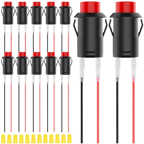 MKBKLLJY 12St. 12mm Momentary Red Mini Push Button Switch AC 250V/1.5A 125V/3A SPST 2Pin Snap-in Design Micro Round Switch mit Terminal Drähte und Verdrahtung Cap für Auto Boot PC Tischlampe MKBKLLJY 12St. 12mm Momentary Red Mini Push Button Switch AC 250V/1.5A 125V/3A SPST 2Pin Snap-in Design Micro Round Switch mit Terminal Drähte und Verdrahtung Cap für Auto Boot PC Tischlampe von MKBKLLJY