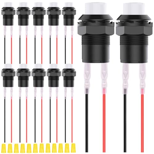 MKBKLLJY 12St. 12mm Momentary White Mini Push Button Switch AC 250V/1.5A 125V/3A ON Off Micro Round Push Button Switch 2Pin 12V mit Terminal Drähte und Verdrahtung Cap für Auto Boot PC DIY MKBKLLJY 12St. 12mm Momentary White Mini Push Button Switch AC 250V/1.5A 125V/3A ON Off Micro Round Push Button Switch 2Pin 12V mit Terminal Drähte und Verdrahtung Cap für Auto Boot PC DIY von MKBKLLJY