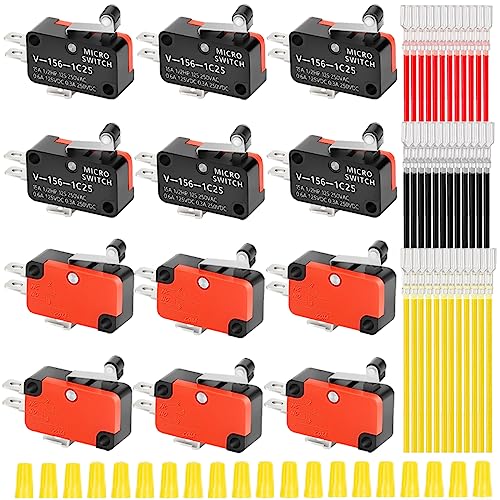 MKBKLLJY 12St. Endschalter kurzes Scharnier Rollenhebelarm 13.5mm/0.53inch, 1NO 1NC SPDT 3Pin Momentary Snap Action Mikroschalter für Arduino mit 36St. Anschlussdrähten und 20St. Verdrahtungskappen MKBKLLJY 12St. Endschalter kurzes Scharnier Rollenhebelarm 13.5mm/0.53inch, 1NO 1NC SPDT 3Pin Momentary Snap Action Mikroschalter für Arduino mit 36St. Anschlussdrähten und 20St. Verdrahtungskappen von MKBKLLJY