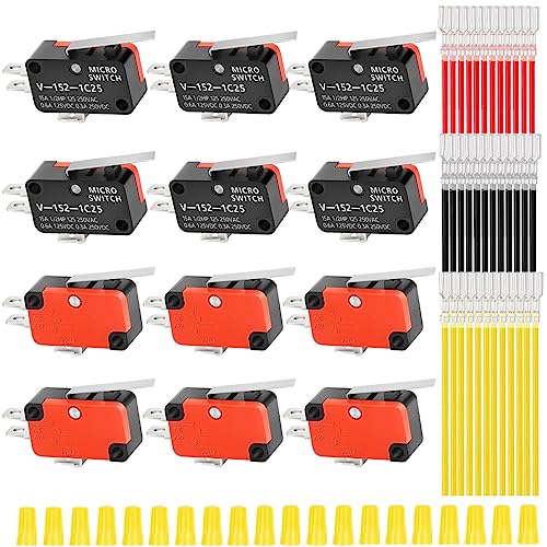 MKBKLLJY 12St. Endschalter kurzes Scharnier Rollenhebelarm 27.5mm/1.08inch, 1NO 1NC SPDT 3Pin Momentary Snap Action Mikroschalter für Arduino mit 36 St. Anschlussdrähte und 20 St. Verdrahtungskappen MKBKLLJY 12St. Endschalter kurzes Scharnier Rollenhebelarm 27.5mm/1.08inch, 1NO 1NC SPDT 3Pin Momentary Snap Action Mikroschalter für Arduino mit 36 St. Anschlussdrähte und 20 St. Verdrahtungskappen von MKBKLLJY
