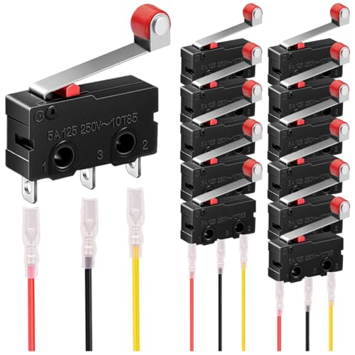 MKBKLLJY 12St. Mikro-Endschalter 5A 125V 250V AC SPDT 1NO 1NC 3polig 19mm kurzer Scharnier-Rollenhebel-Schalter mit Rastfunktion und Klemmen für Elektronikprodukte Haushaltsgerät MKBKLLJY 12St. Mikro-Endschalter 5A 125V 250V AC SPDT 1NO 1NC 3polig 19mm kurzer Scharnier-Rollenhebel-Schalter mit Rastfunktion und Klemmen für Elektronikprodukte Haushaltsgerät von MKBKLLJY