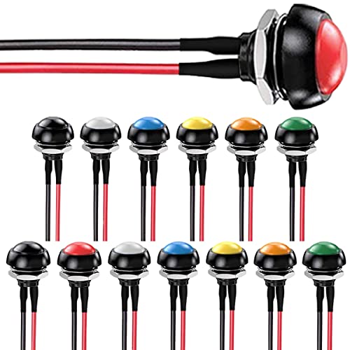 MKBKLLJY 14St. 12mm Momentan-Taster Schalter 4.7 in Montageloch Mini-Rundschalter Wasserdicht 1A 250V AC SPST 2 Pin ON OFF mit vorgelöteten Drähten für Auto, Boot, PC 7 Farbe Multicolor MKBKLLJY 14St. 12mm Momentan-Taster Schalter 4.7 in Montageloch Mini-Rundschalter Wasserdicht 1A 250V AC SPST 2 Pin ON OFF mit vorgelöteten Drähten für Auto, Boot, PC 7 Farbe Multicolor von MKBKLLJY
